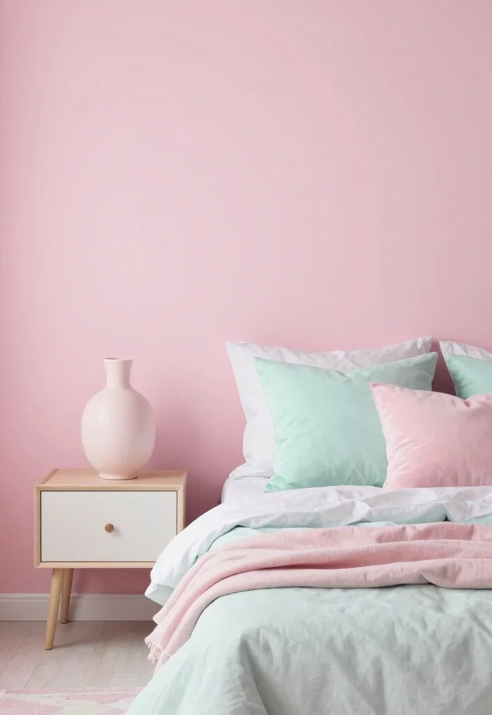 15 Minimalist Pink Bedroom Ideas to Create Your Perfect Oasis! - 13. Soft Pastel Accents 1