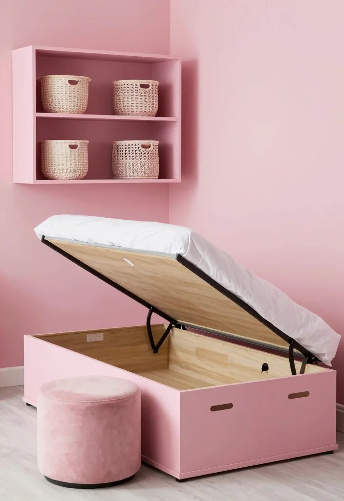 15 Minimalist Pink Bedroom Ideas to Create Your Perfect Oasis! - 14. Functional Storage Solutions 1
