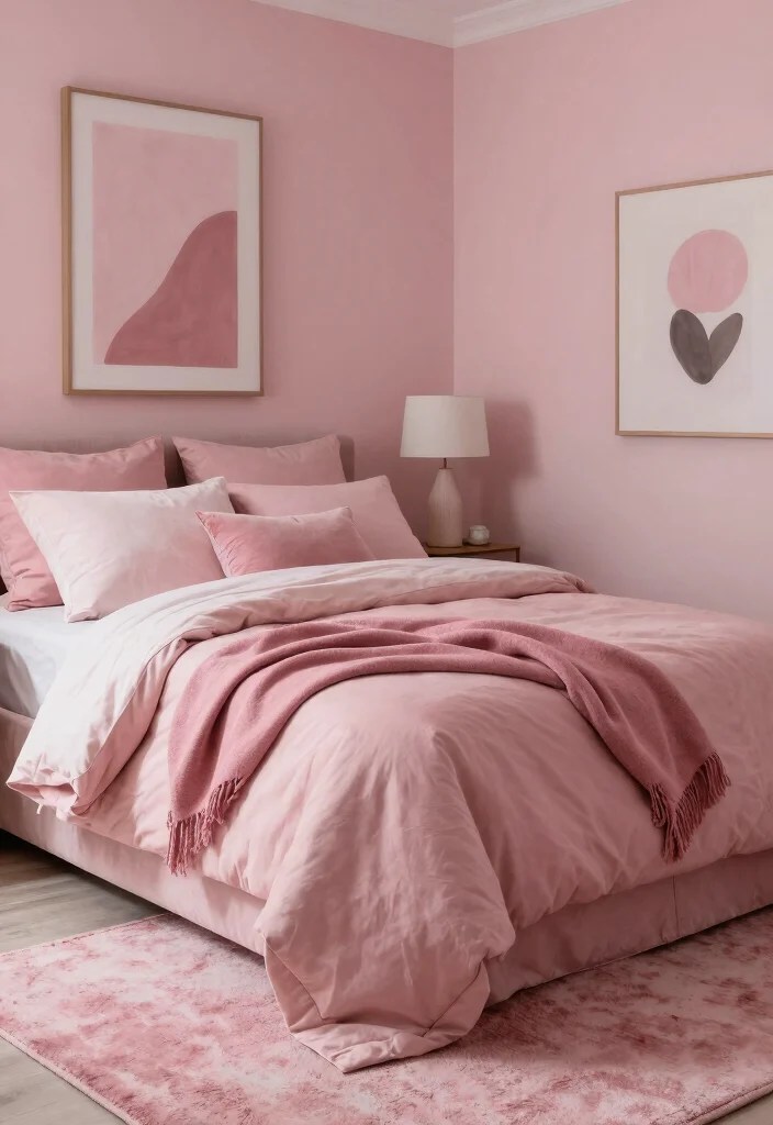 15 Minimalist Pink Bedroom Ideas to Create Your Perfect Oasis! - 7. Monochromatic Pink Palettes 1