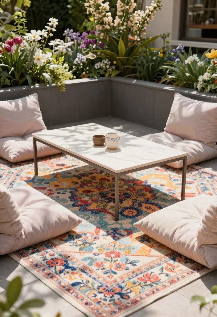 15 Outdoor Spring Decor Ideas That'll Wow Your Guests (Get Ready for #9!) - 4. Outdoor Rugs for Comfort 1