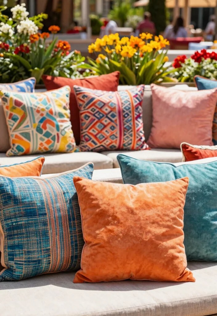 15 Outdoor Spring Decor Ideas That'll Wow Your Guests (Get Ready for #9!) - 7. Vibrant Throw Pillows 1