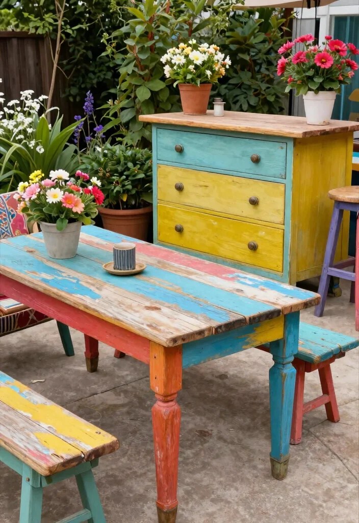 15 Outdoor Spring Decor Ideas That'll Wow Your Guests (Get Ready for #9!) - 9. Repurposed Furniture 1