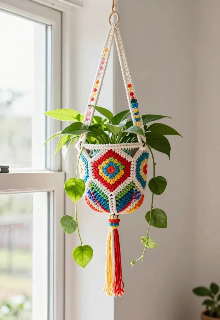 20 Adorable Spring Crochet Ideas to Brighten Your Home (You Won't Believe #7!) - 17. Eye-Catching Plant Hangers 1