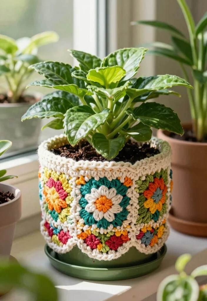 20 Adorable Spring Crochet Ideas to Brighten Your Home (You Won't Believe #7!) - 5. Cute Crochet Plant Pot Covers 1