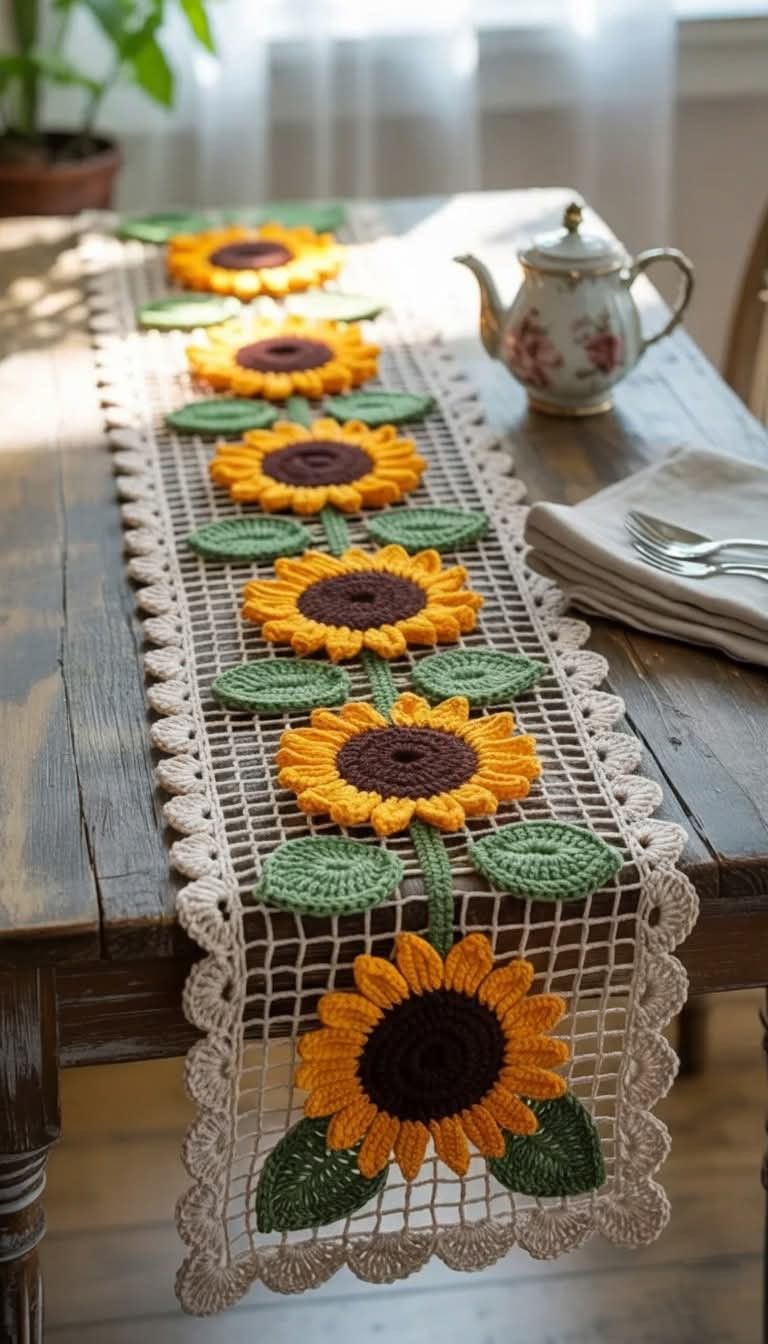 20 Adorable Spring Crochet Ideas to Brighten Your Home (You Won't Believe #7!) - 8. Cheerful Table Runners 1