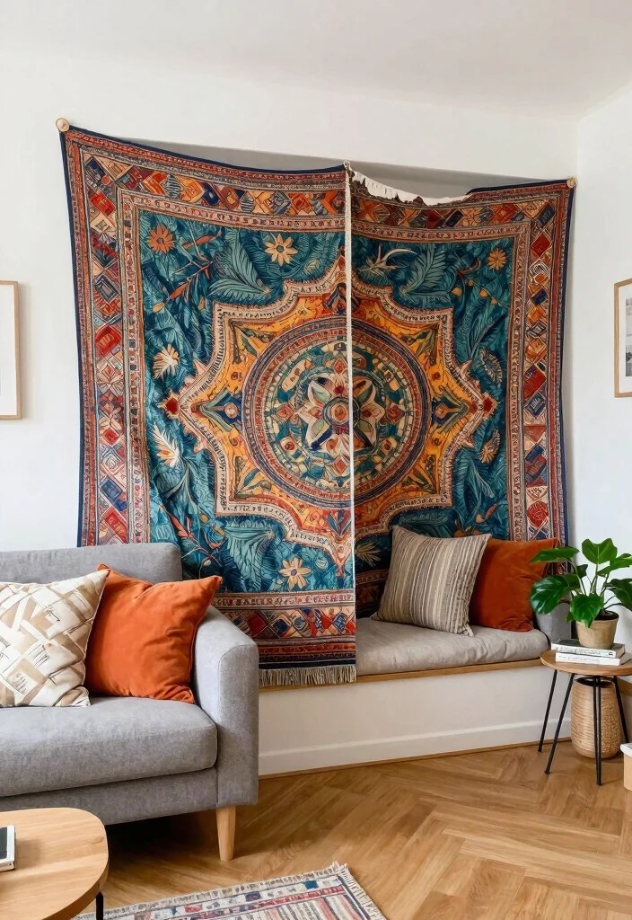 21 Stunning Bohemian Tapestries That'll Transform Your Space into a Cozy Oasis! - 20. Tapestries as Room Dividers 1