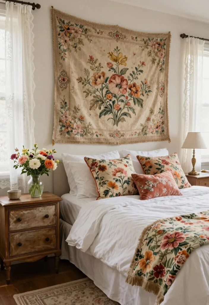 21 Stunning Bohemian Tapestries That'll Transform Your Space into a Cozy Oasis! - 6. Vintage-inspired Floral Patterns 1