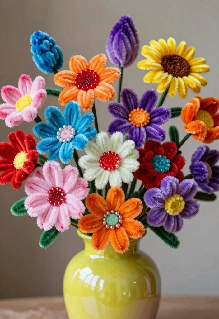 22 Colorful Pipe Cleaner Flowers to Brighten Your Spring (You Won't Believe #11!) - 11. Unique Artistic Flowers 1