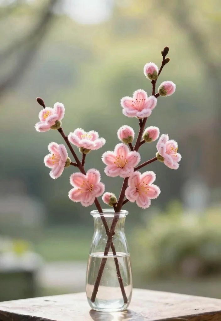22 Colorful Pipe Cleaner Flowers to Brighten Your Spring (You Won't Believe #11!) - 16. Charming Cherry Blossoms 1