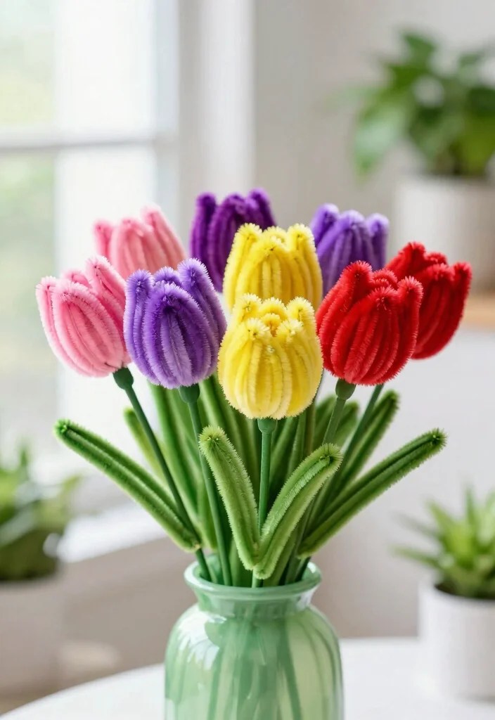 22 Colorful Pipe Cleaner Flowers to Brighten Your Spring (You Won't Believe #11!) - 2. Vibrant Tulips 1
