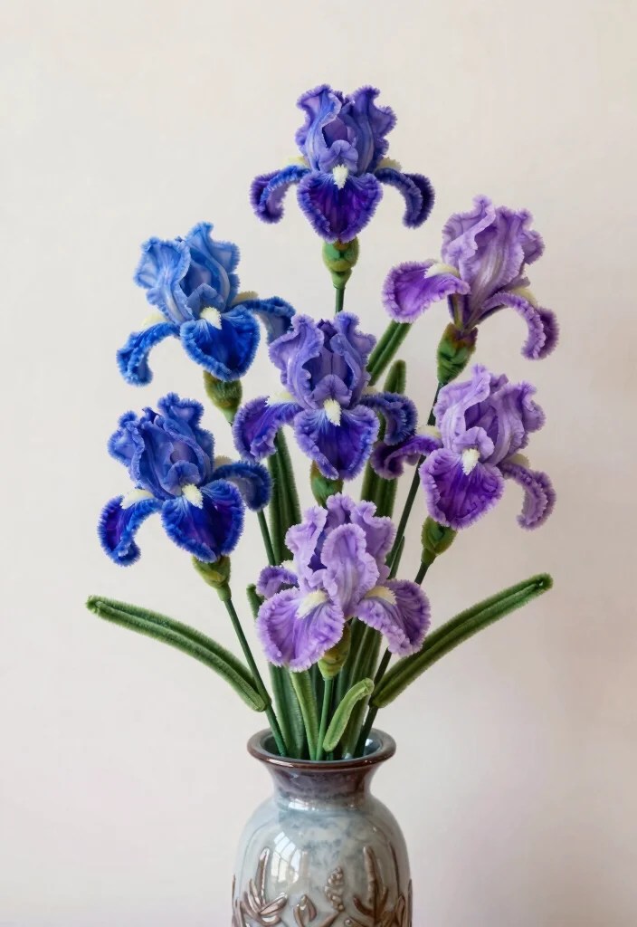22 Colorful Pipe Cleaner Flowers to Brighten Your Spring (You Won't Believe #11!) - 20. Charming Iris Blooms 1
