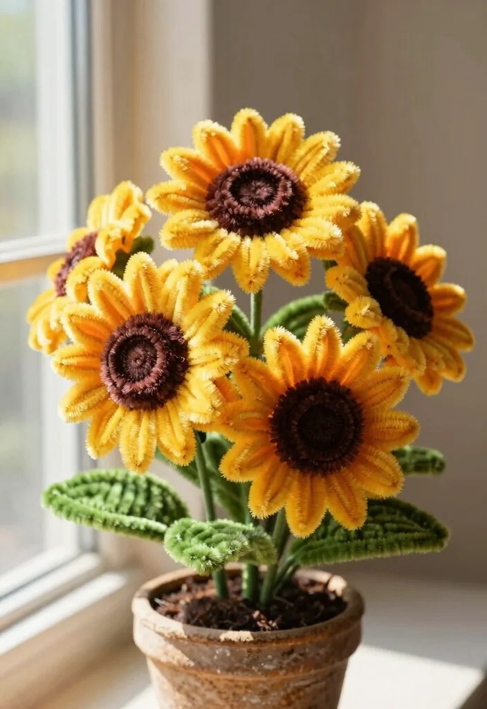22 Colorful Pipe Cleaner Flowers to Brighten Your Spring (You Won't Believe #11!) - 4. Cheerful Sunflowers 1