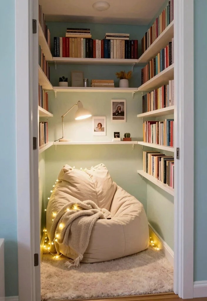 25 Cozy Reading Nook Ideas That'll Make You Want to Curl Up with a Book! - 2. Closet Conversion 1