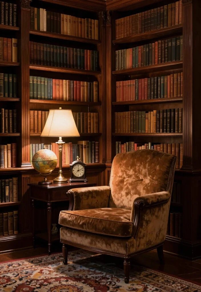 25 Cozy Reading Nook Ideas That'll Make You Want to Curl Up with a Book! - 7. Nostalgic Library Vibes 1