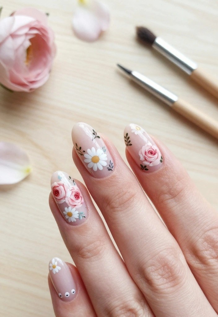 25 Trendy Nail Designs That Will Make Your Friends Jealous - 3. Floral Fantasy 1