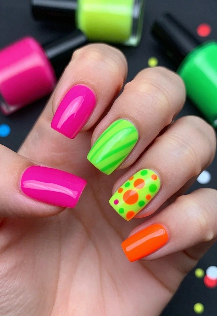 25 Trendy Nail Designs That Will Make Your Friends Jealous - 6. Neon Nights 1