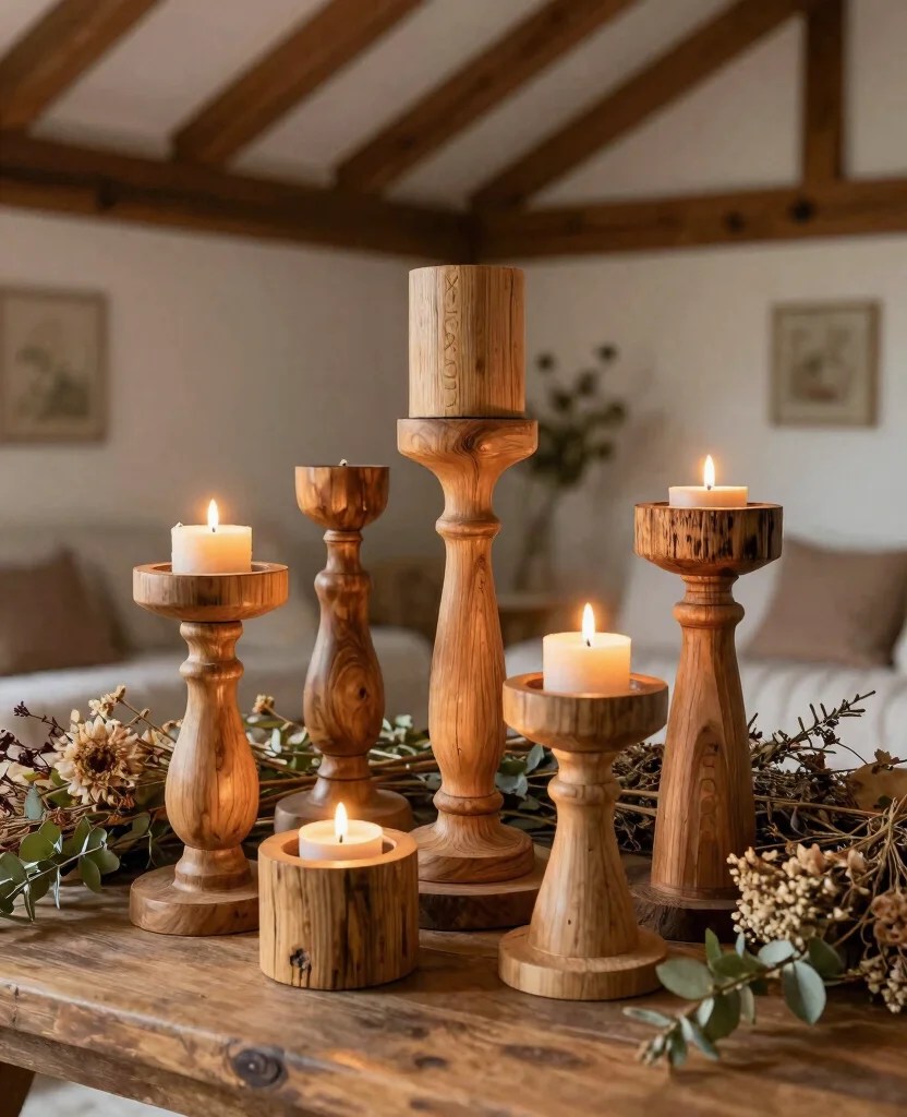 5 Best Candle Holders for a Cozy Ambiance - Home Decor Must-Haves of 2025 - 3. Rustic Wooden Candle Holders 1