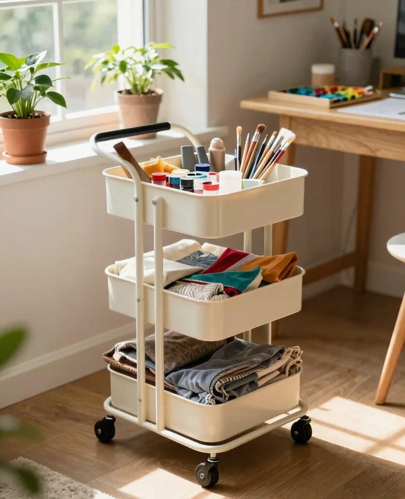 10 Best Craft Storage Solutions for Small Spaces - Organize Your Supplies - 2. Rolling Carts 1