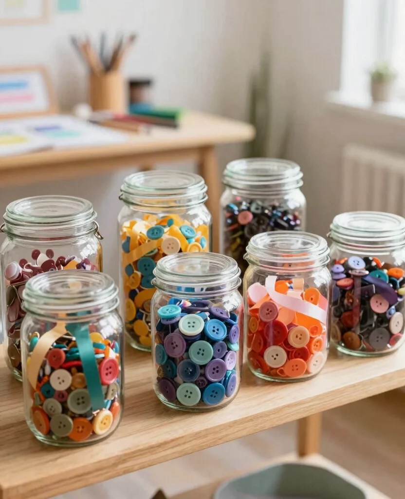 10 Best Craft Storage Solutions for Small Spaces - Organize Your Supplies - 9. Craft Supply Jars 1