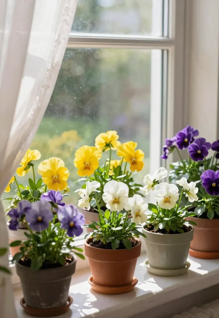 13 Bright Window Spring Planter Ideas That'll Make Your Home Shine (Check Out #4!) - 5. Peaceful Pansies 1