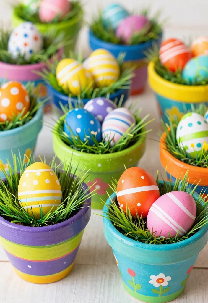 15 Adorable Kids Easter Crafts That'll Make Your Little Ones Jump for Joy! - 4. Flower Pot Easter Eggs 1