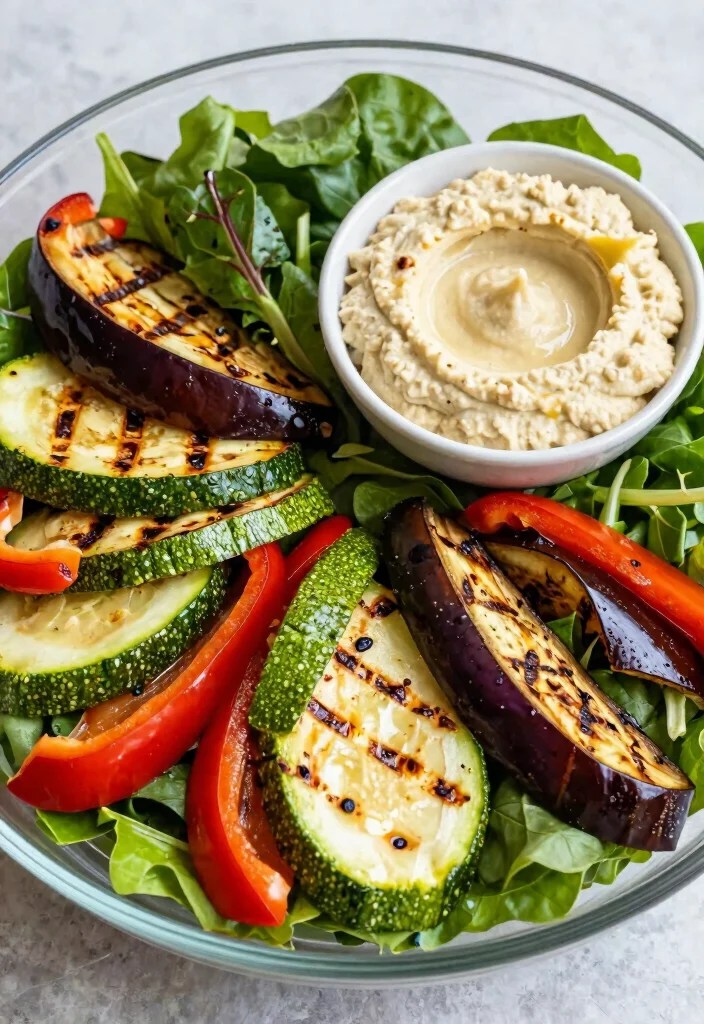 15 Quick Spring Protein Salad Meal Prep Ideas for a Stress-Free Week! - 15. Grilled Vegetable and Hummus Salad 1