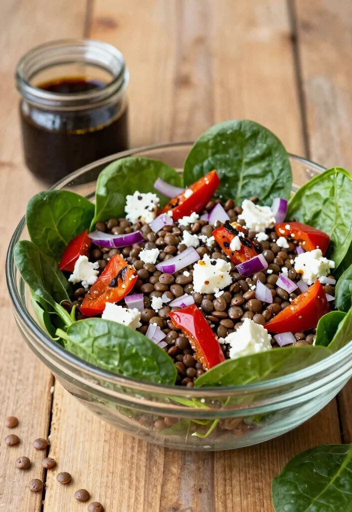 15 Quick Spring Protein Salad Meal Prep Ideas for a Stress-Free Week! - 3. Lentil and Spinach Salad 1
