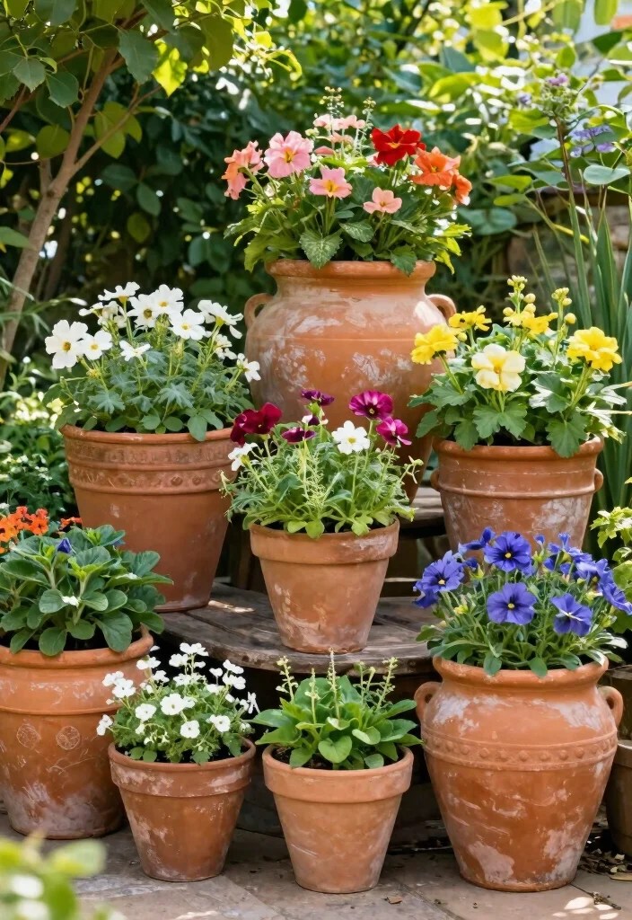 15 Vintage Garden Decor Ideas That'll Make Your Outdoor Space a Timeless Retreat! - 13. Vintage Clay Pots 1