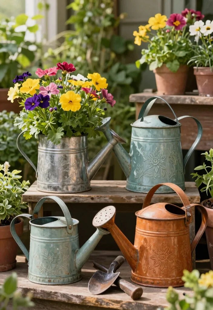 15 Vintage Garden Decor Ideas That'll Make Your Outdoor Space a Timeless Retreat! - 6. Antique Watering Cans 1