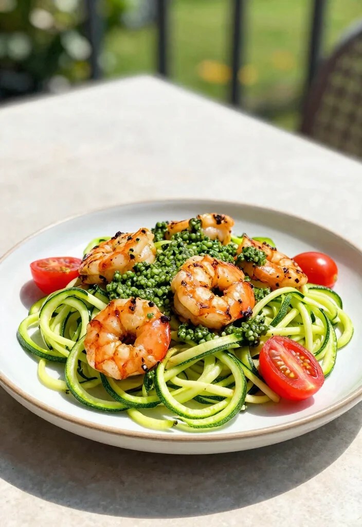 21 Protein-Packed Spring Recipes That Will Transform Your Meal Prep Game! - 16. Zucchini Noodles with Pesto and Grilled Shrimp 1