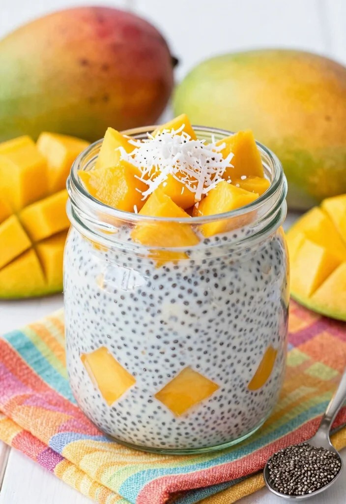 21 Protein-Packed Spring Recipes That Will Transform Your Meal Prep Game! - 9. Chia Seed Pudding with Coconut and Mango 1